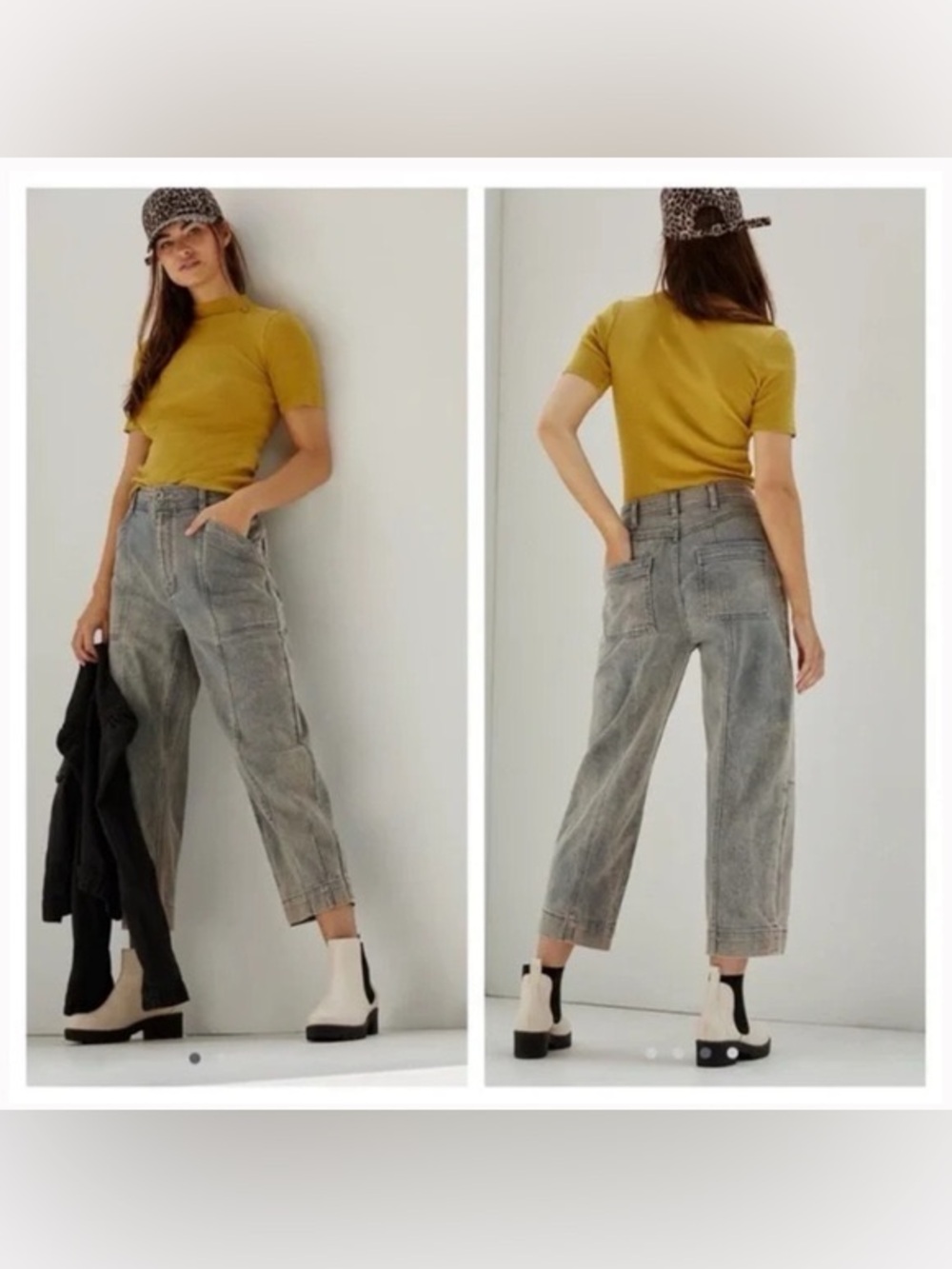 Anthropologie Pilcro Women’s High Rise Barrel Jeans Size 25 Gray Sand Washed